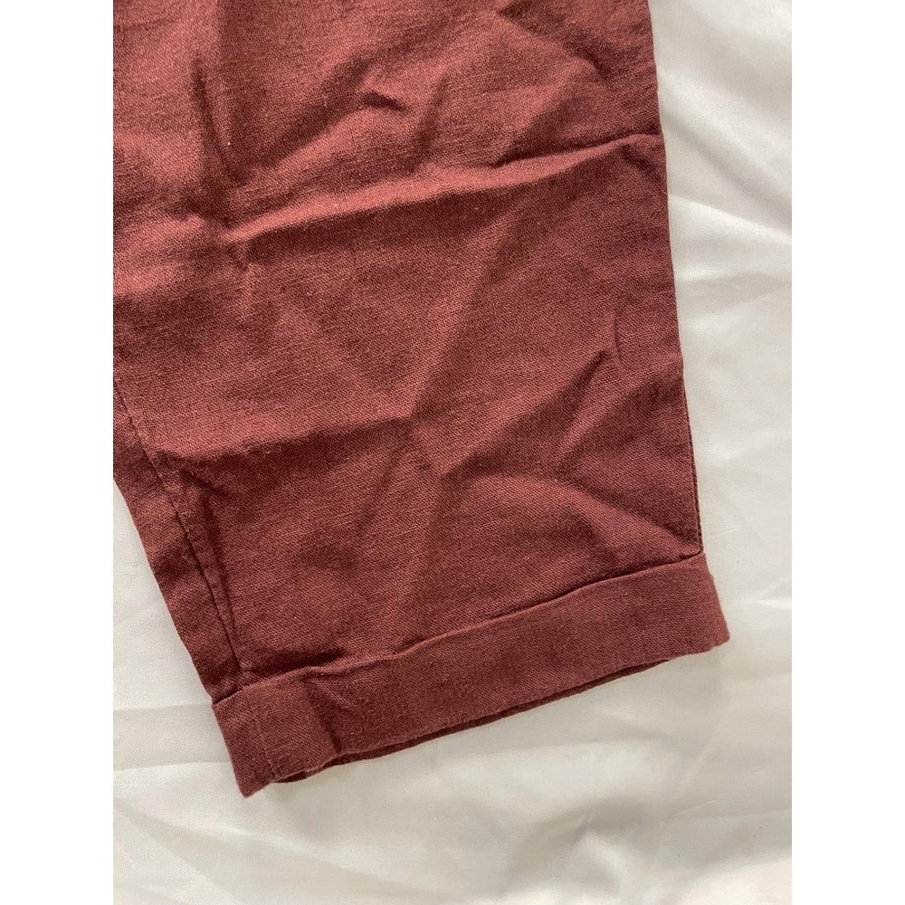 Old Navy Womens Linen Blend Tapered Drawstring Pants Burgundy L - Picture 2 of 5